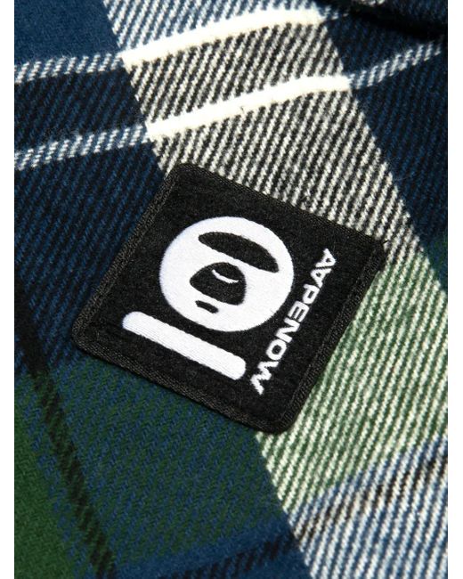 Aape By A Bathing Ape Green Hooded Plaid Shirt for men