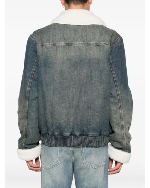 Balmain Denim Jacket With Shearling Collar in Blue für Herren