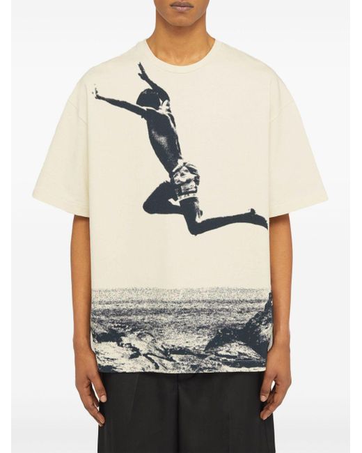 T-shirt en coton à imprimé graphique Jil Sander pour homme en coloris White