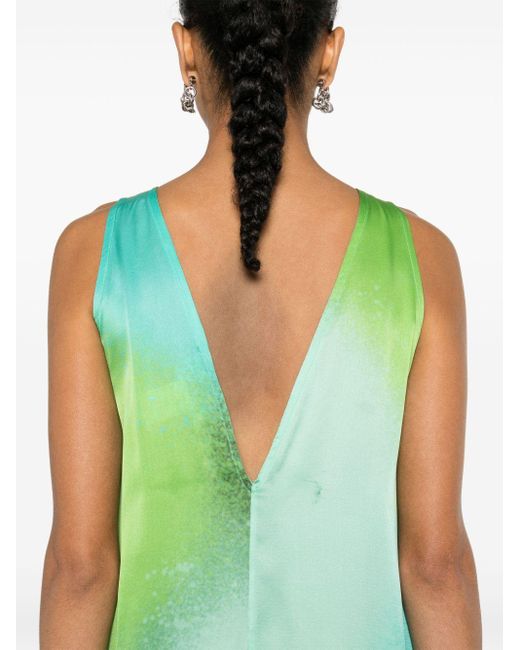 Gianluca Capannolo Green Elena Abstract-pattern Silk Dress