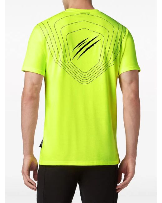 Philipp Plein Yellow Logo-Print Cotton T-Shirt for men