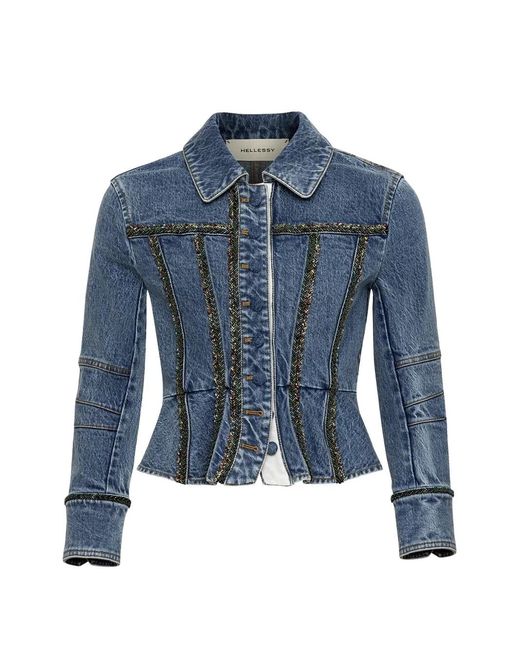 Hellessy Blue Kai Braided-Trim Denim Jacket