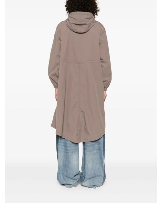 KENZO Gray Hooded Button-Fastening Coat