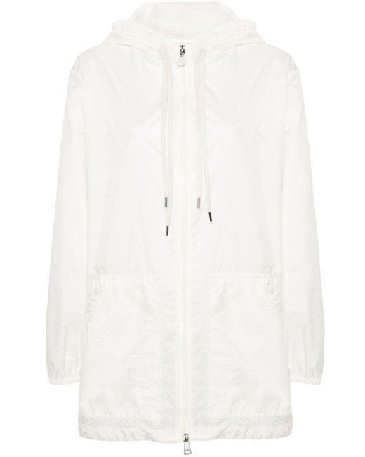 Moncler White Mesh-panels Hooded Jacket