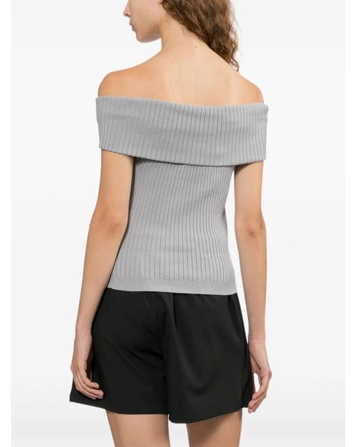 AAPE BY A BATHING AP Gray Off-The-Shoulder Ribbed-Knit Sweater