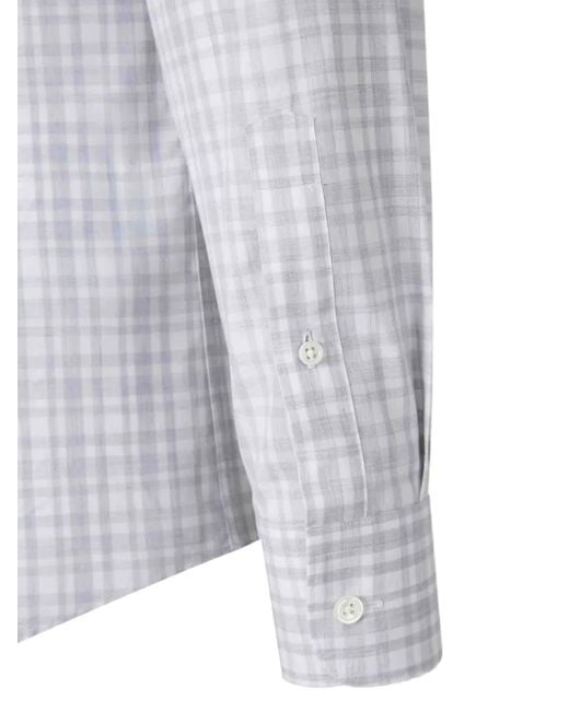 Zegna White Check-Pattern Button Shirt for men