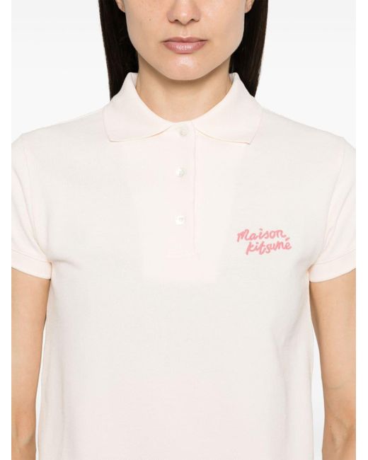 Maison Kitsuné Pink Handwriting Cotton Polo Shirt