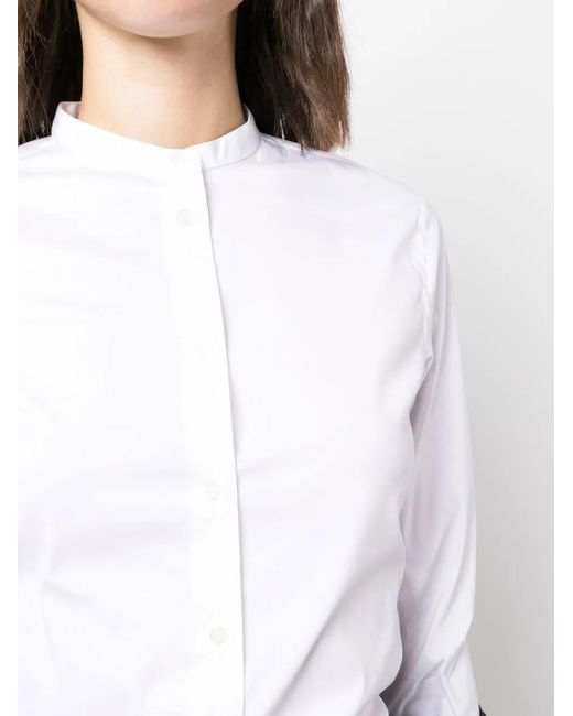 Aspesi White Collarless Button-Up Shirt