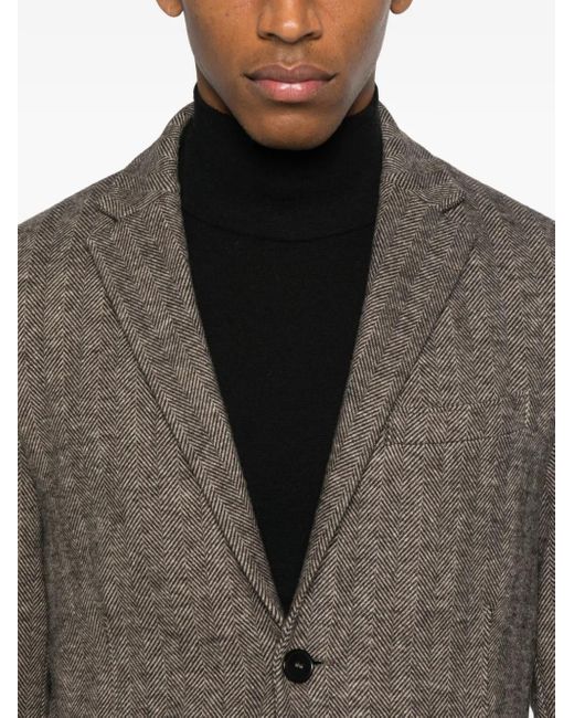 Harris Wharf London Brown Herringbone Two-Button Jacket for men