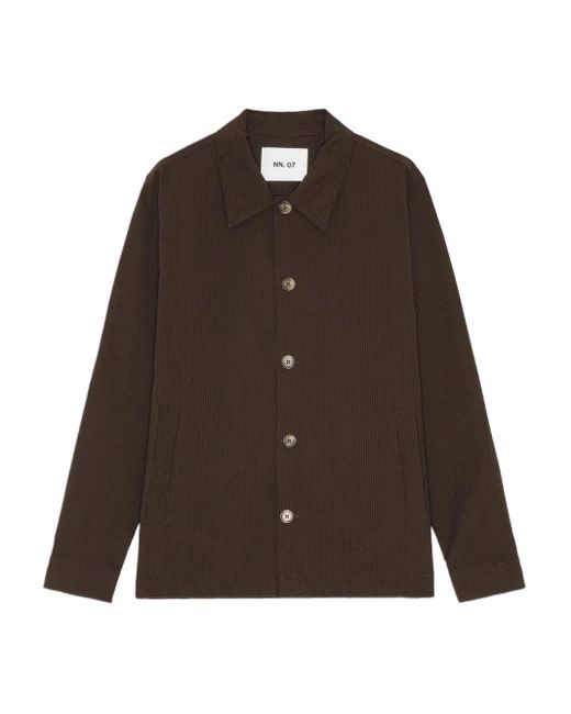 NN07 Button-Up Ribfluwelen Jack in het Brown voor heren