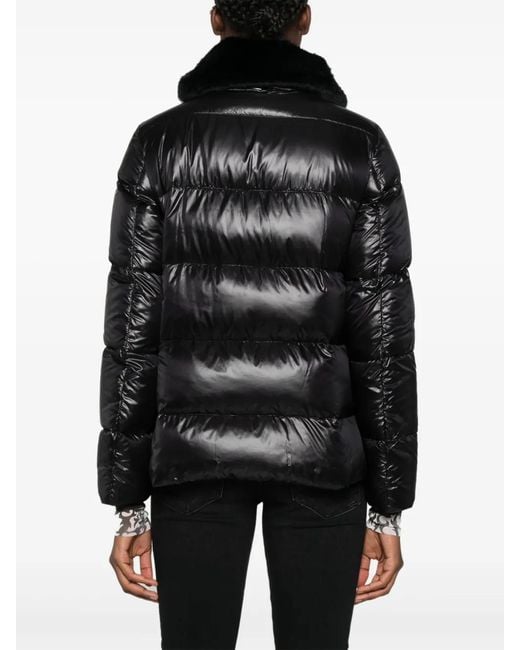Herno Black Quilted Jacket With Faux-Fur Collar For