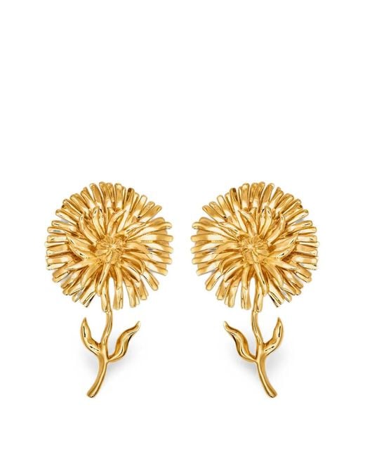 Oscar de la Renta Metallic Daisy Clip-On Earrings