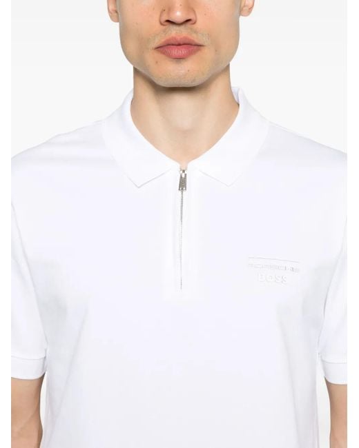 Polo con logo de x Porsche Boss de hombre de color White