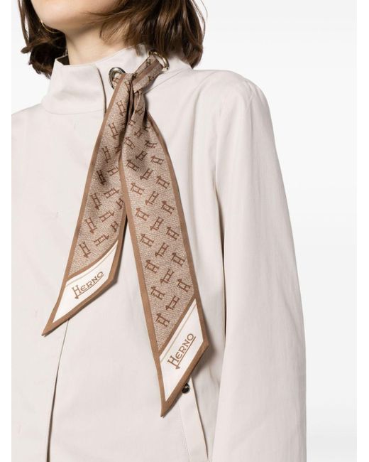 Herno Natural Scarf-embellishment Cotton Jacket