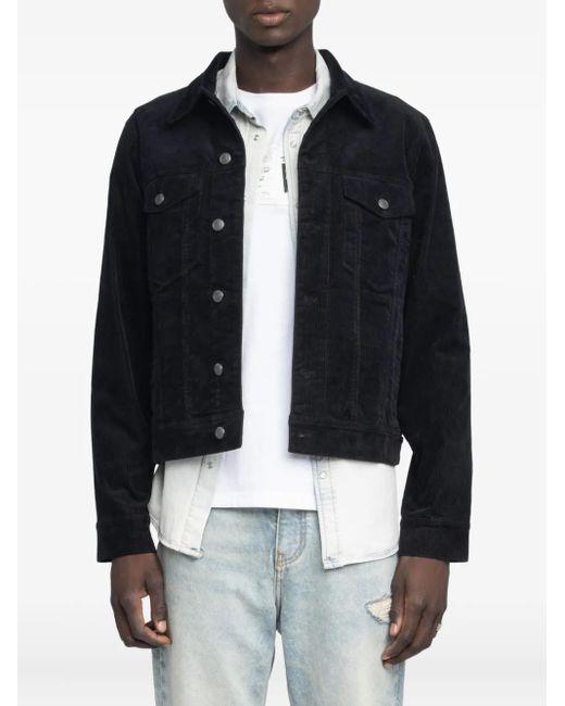 Zadig & Voltaire Black Bases Corduroy Button-Fastening Jacket for men