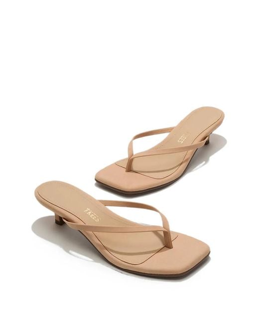 TKEES Natural Julia Square-Toe Leather Sandals