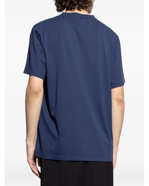 McQueen Blue Logo-Detailed Cotton T-Shirt for men