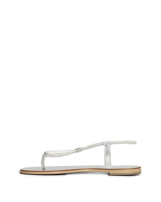 NICOLAS LAINAS White Crystal-Embellished Metallic Sandals
