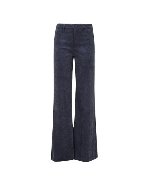 Ermanno Scervino Blue Glitter-Effect Corduroy Trousers