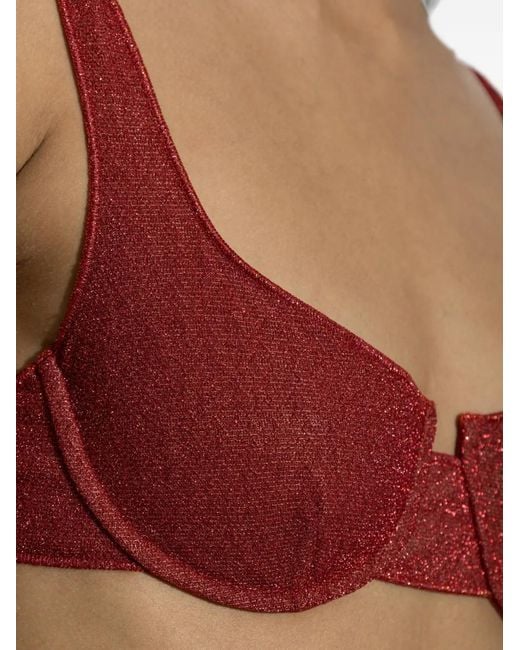 Oseree Red Lurex-Thread Two-Piece Bikini