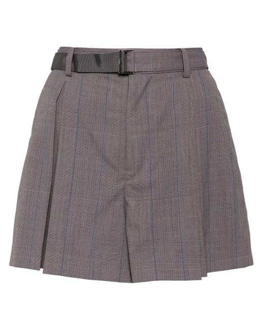 Sacai Gray Pleated Stripe-detail Shorts
