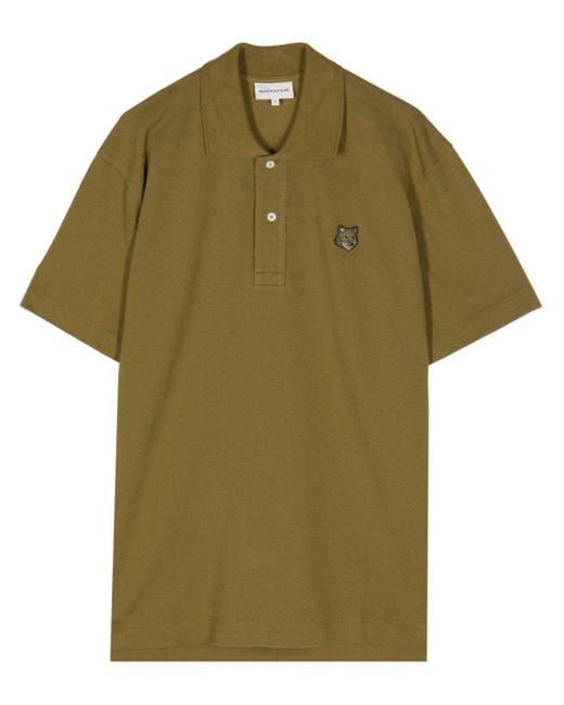 Maison Kitsuné Green Logo-appliqué Cotton Polo Shirt for men