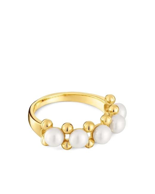 Tous Metallic Ring Mit Perlen