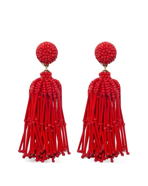 Carolina Herrera Red Tassel Earrings