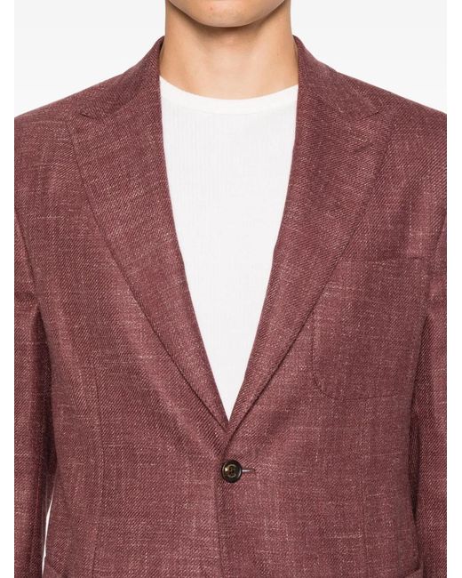 Eleventy Purple Single-breasted Patch-pocket Blazer for men