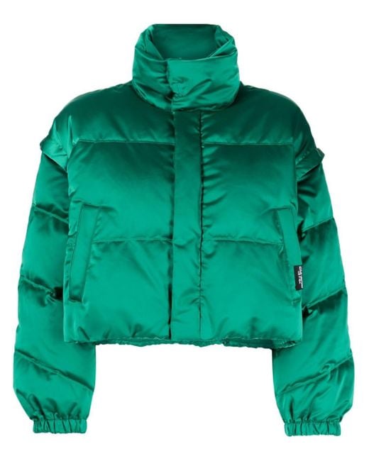 Izzue Green Logo-patch Quilted Padded Jacket