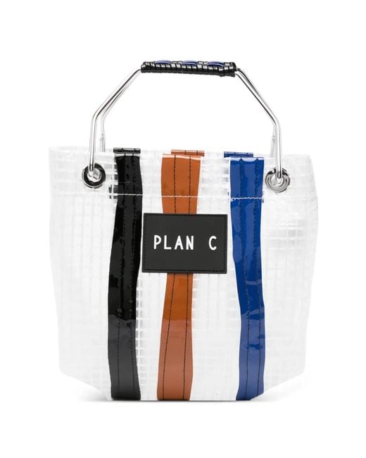 Plan C Blue Striped Tote Bag