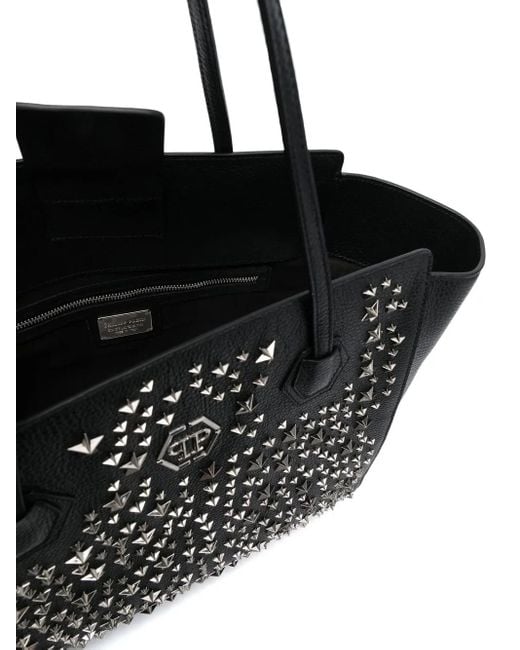 Philipp Plein Black Star Stud Embellished Tote Bag