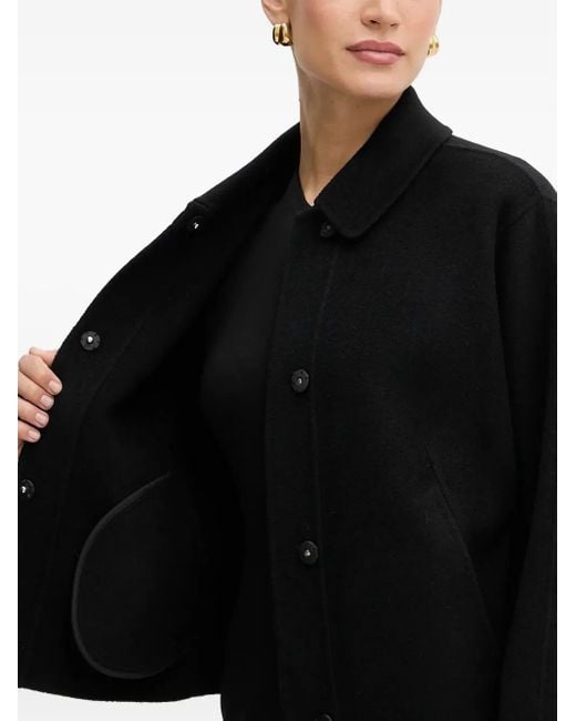 Boss Black Button-Fastening Collared Single-Breasted Coat