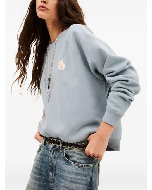 Ba&sh Gray Swing Logo-Print Raglan-Sleeve Sweatshirt