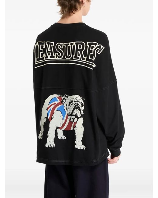 Pleasures Black Bulldog-Motif Long-Sleeve T-Shirt for men