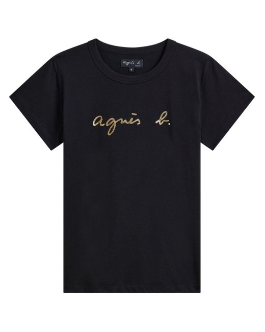 Agnes B. Black Logo-print Cotton T-shirt