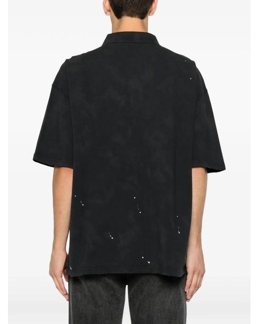 Carhartt Black Paint-Splatter Logo-Embroidered Polo Shirt