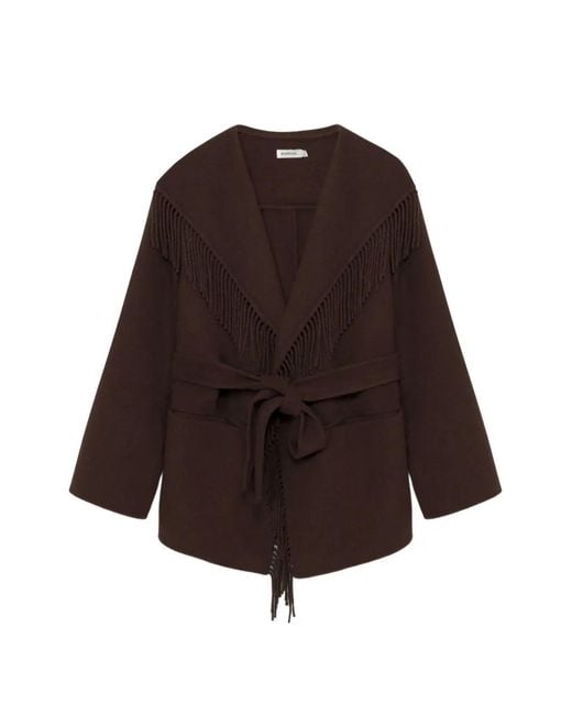 Jonathan Simkhai Brown Rowen Fringe-Trimmed Wool Jacket