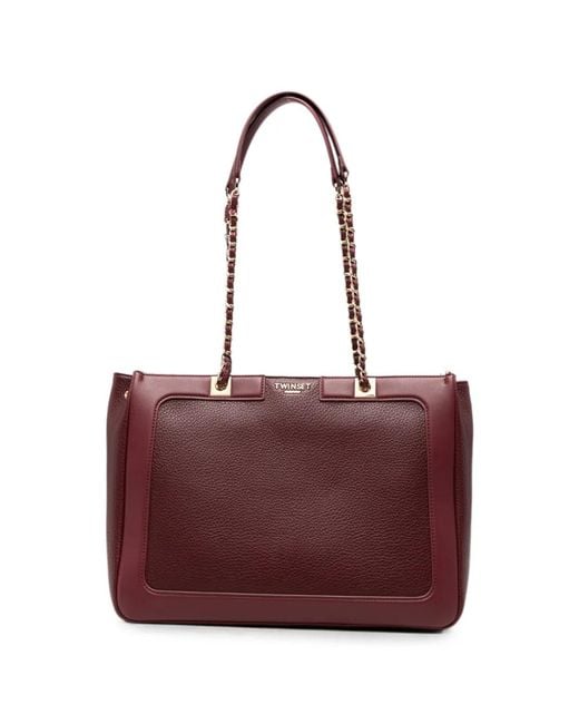 Twinset Purple Logo-Detail Chain-Link Shoulder Bag