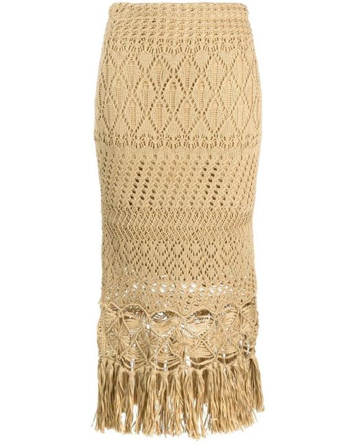 Polo Ralph Lauren Natural Pointelle-knit Macrame Fringe Skirt