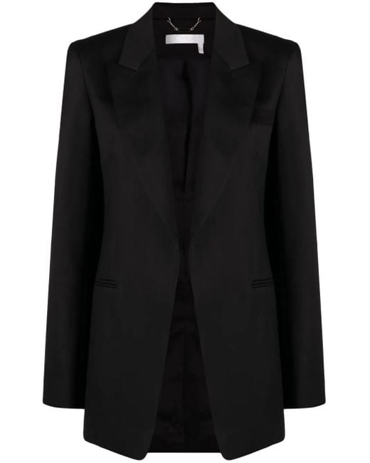 Chloé Black Silk-Blend Wool Single-Breasted Blazer