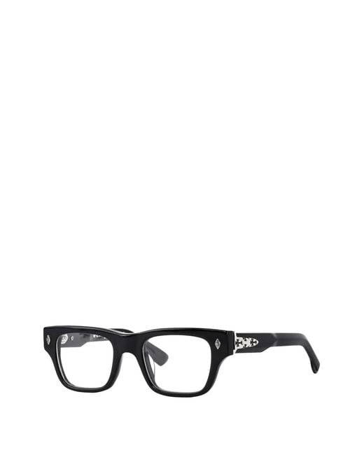 Chrome Hearts Black Crypdic Rectangle-Frame Glasses for men