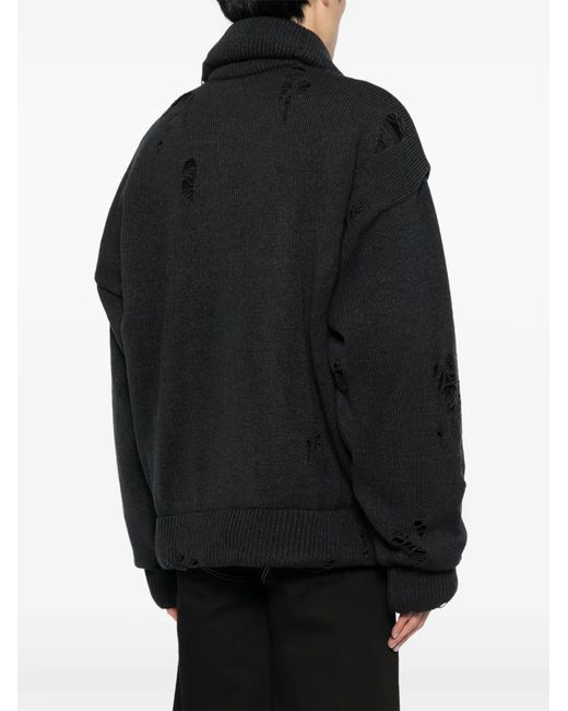Maison Mihara Yasuhiro Black Distressed Cardigan for men