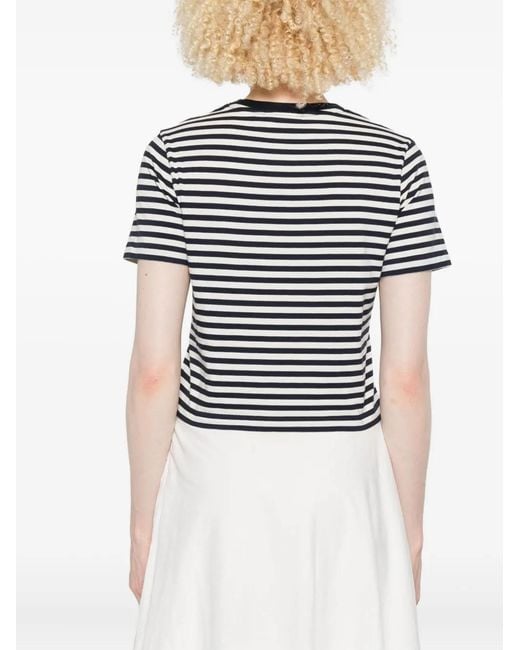 Maison Kitsuné Blue Baby Fox-Embroidered Striped Cropped Top