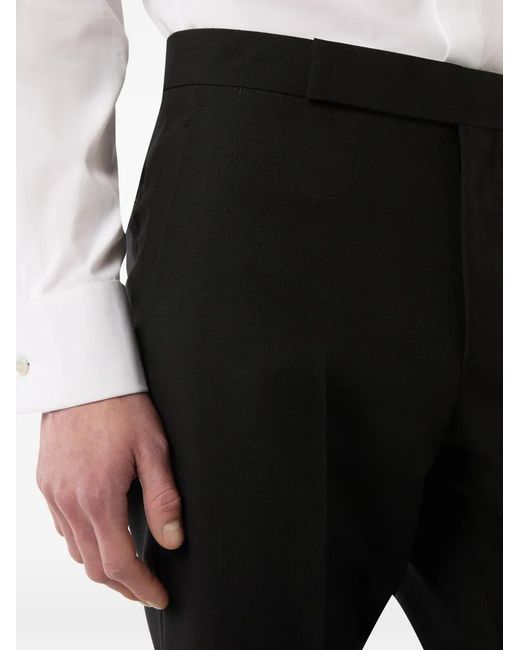 Lardini Black Flat-Front Wool-Mohair Trousers for men