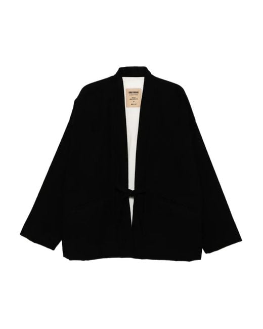 Uma Wang Black V-Neck Puffer Jacket for men