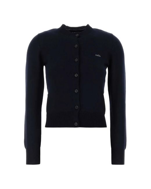 A.P.C. Blue Rosa Logo-Embroidered Cardigan