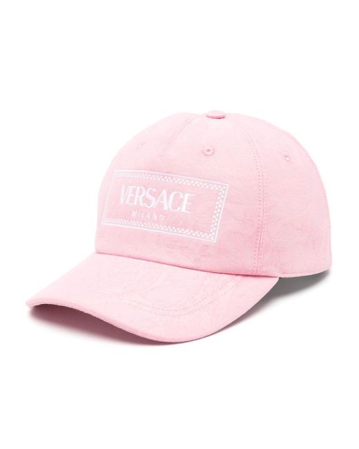 Cappello da baseball con motivo Barocco jacquard di Versace in Pink