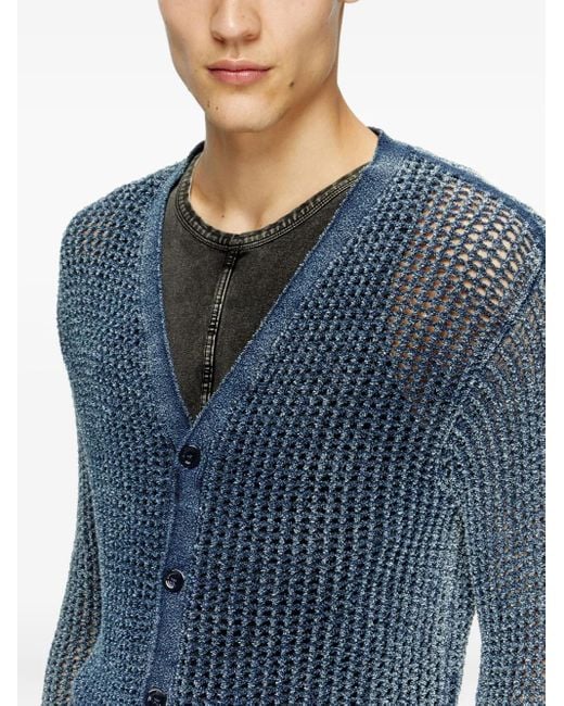 DIESEL Blue K-Redeam Ribbed-Knit Cardigan for men