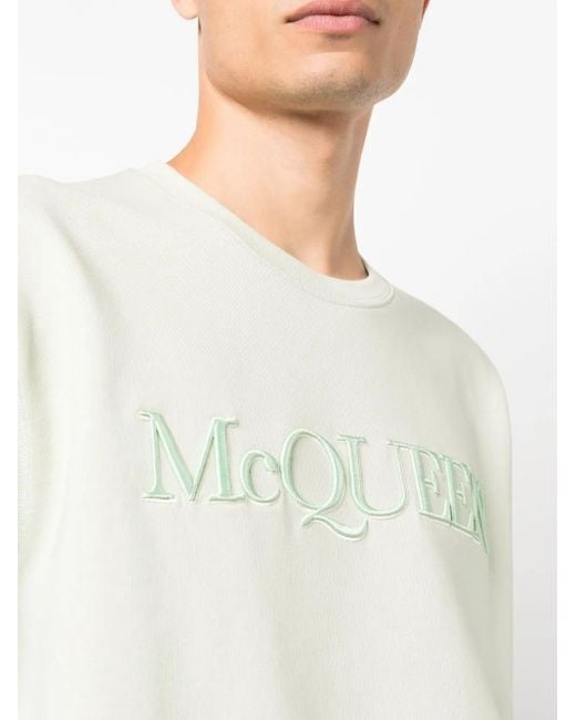 McQueen White Men's Graffiti Hooded Sweatshirt In Light Green for men